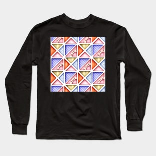 3d Geometric Pattern, Triangular Motifs Long Sleeve T-Shirt